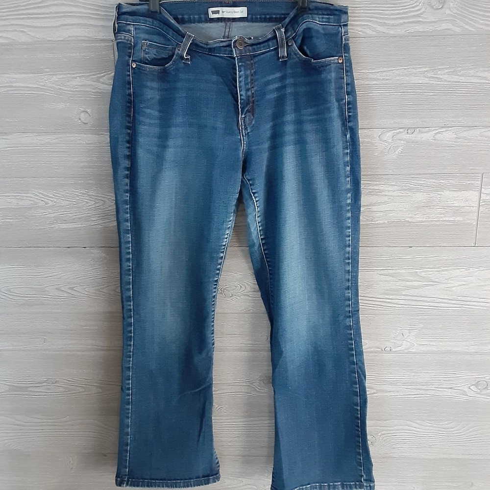 Levis 529 Curvy Bootcut Jeans Womens Medium Wash Blue Denim Pants Sz 16